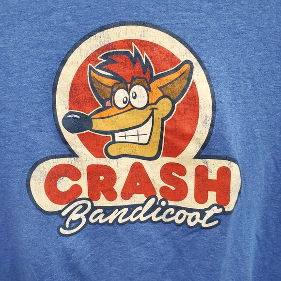 Crash Bandicoot Blue Retro Video Game Distressed Graphic Tee Adult Unisex Size M - Picture 3 of 5